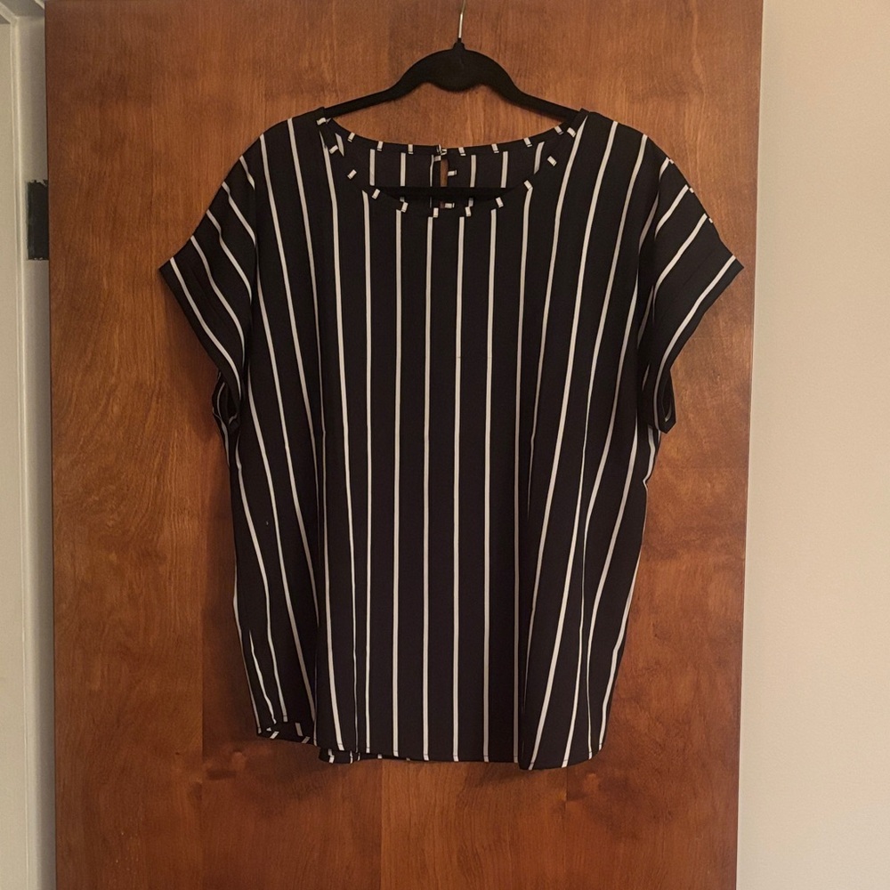 Black and White Striped Women's Top